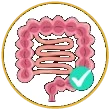 Healthy intestines with checkmark