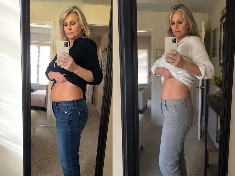 Michelle, verified customer — before and after comparison
